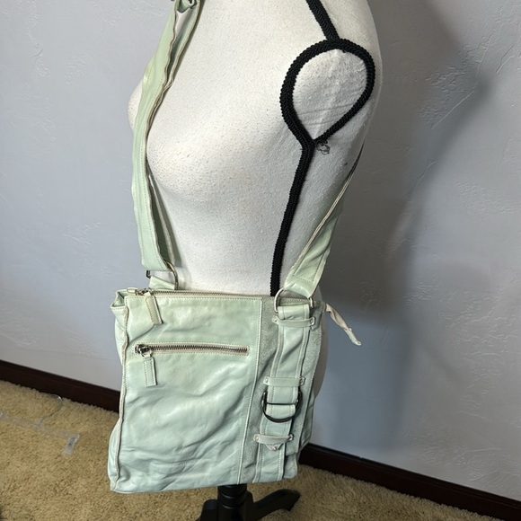 Arcadia Light Green Mint Vintage Leather Crossbody Made in Italy MCB6240Q - Picture 10 of 12